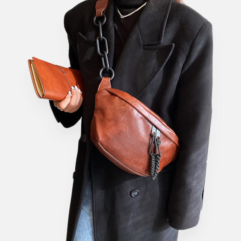 Grand sac banane cuir à bandoulière Margaux