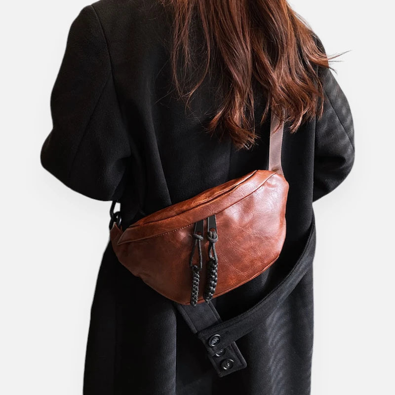 Grand sac banane cuir à bandoulière Margaux