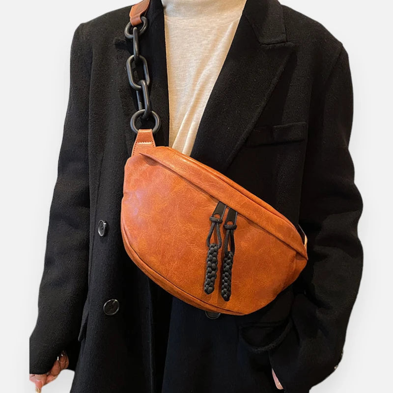 Grand sac banane cuir à bandoulière Margaux