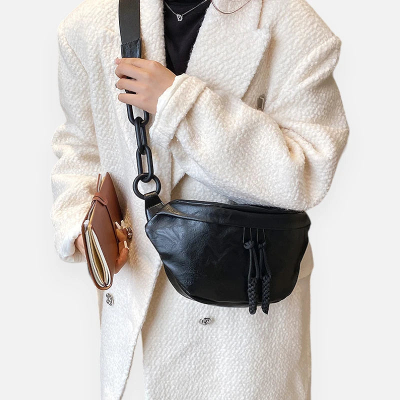 Grand sac banane cuir à bandoulière Margaux