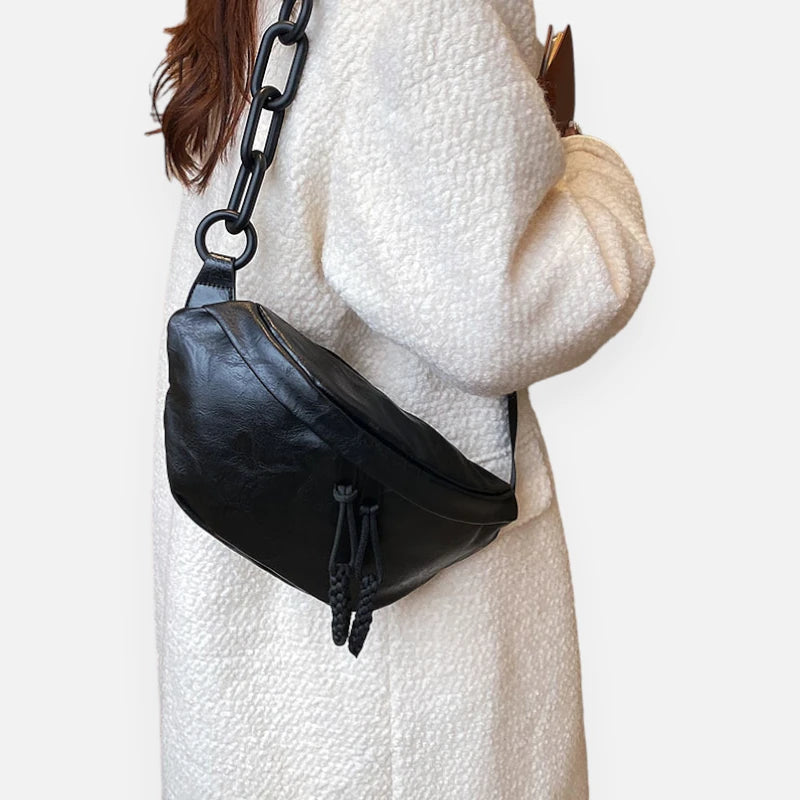 Grand sac banane cuir à bandoulière Margaux