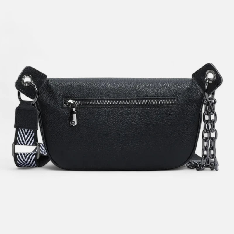 Sac banane cuir noir à bandoulière Noémie