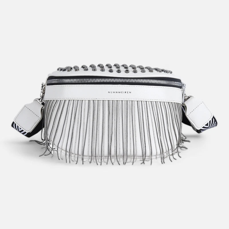 Grand sac banane cuir avec strass Solène