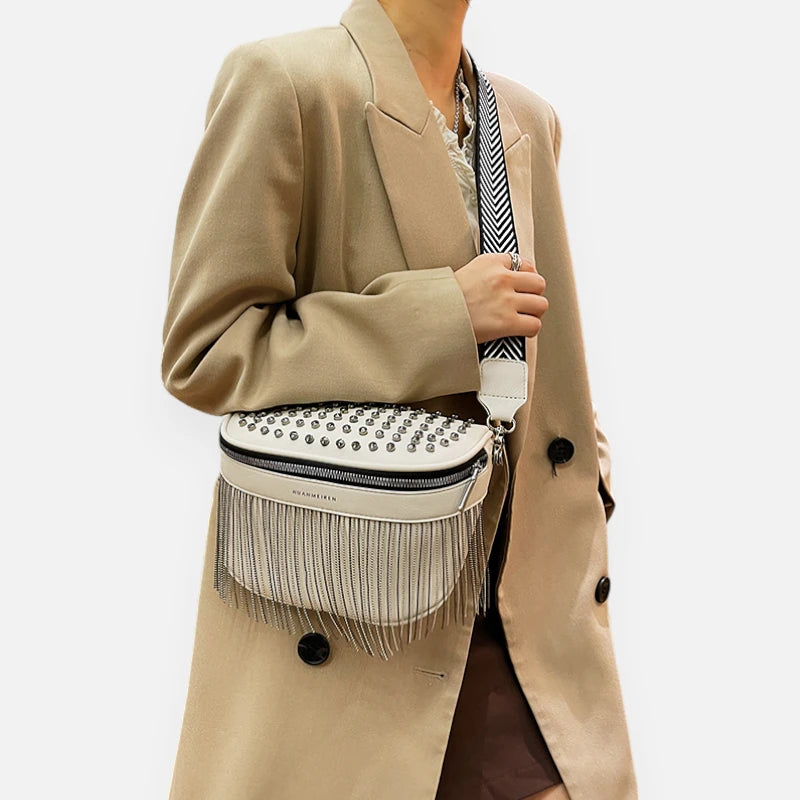 Grand sac banane cuir avec strass Solène