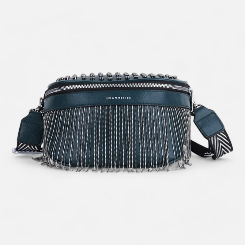 Grand sac banane cuir avec strass Solène