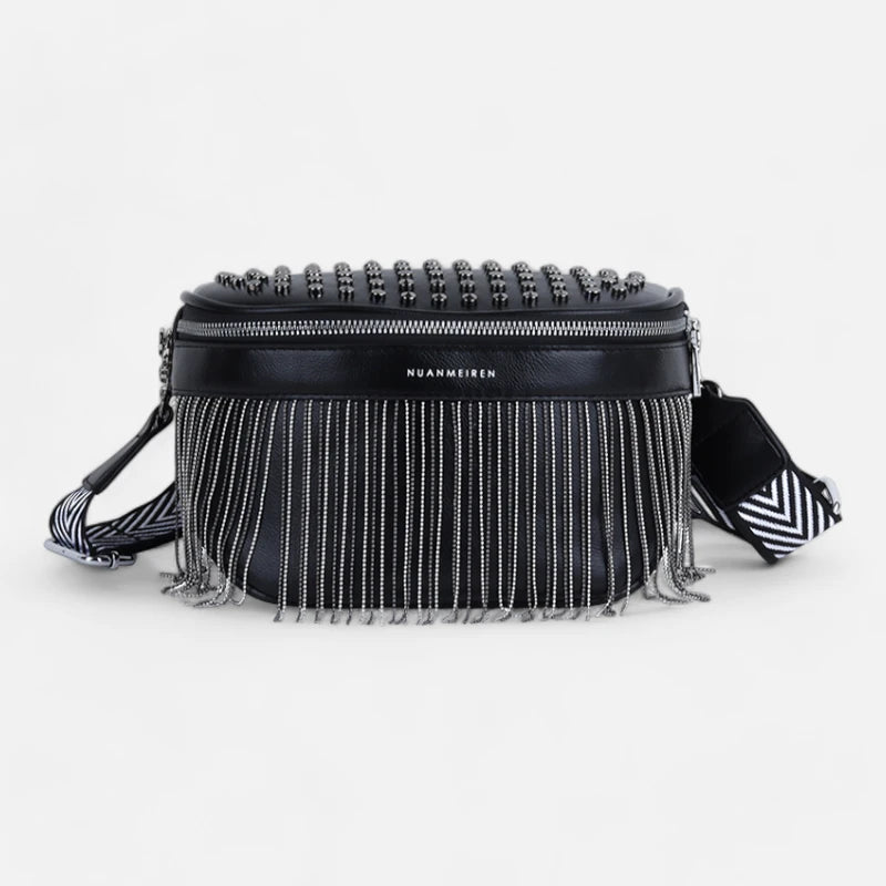 Grand sac banane cuir avec strass Solène