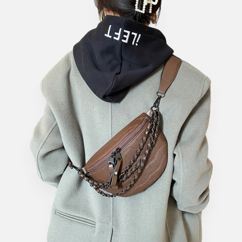 Sac banane cuir imitation croco à bandoulière Vivienne