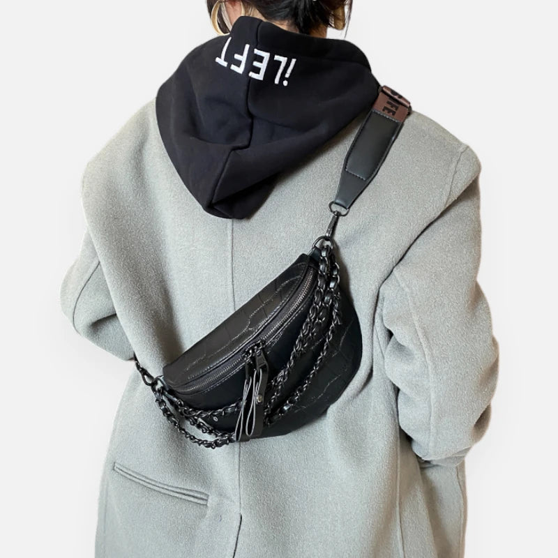 Sac banane cuir imitation croco à bandoulière Vivienne