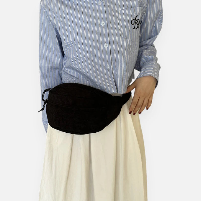 Grand sac banane en velours côtelé Adèle