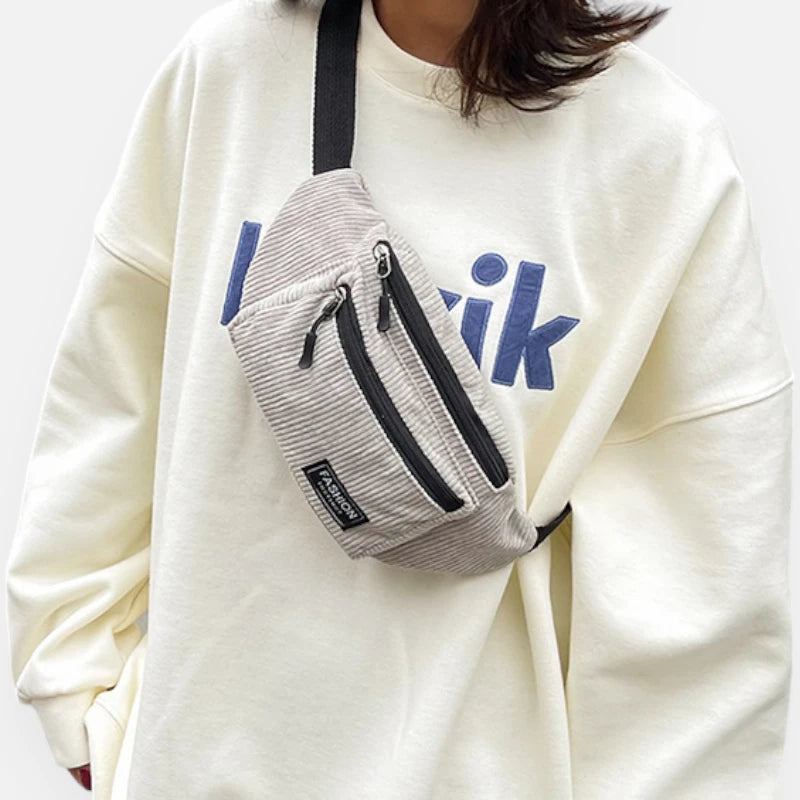 Sac banane velours côtelé rectangulaire Emma