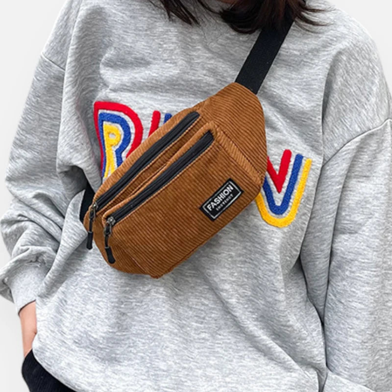 Sac banane velours côtelé rectangulaire Emma