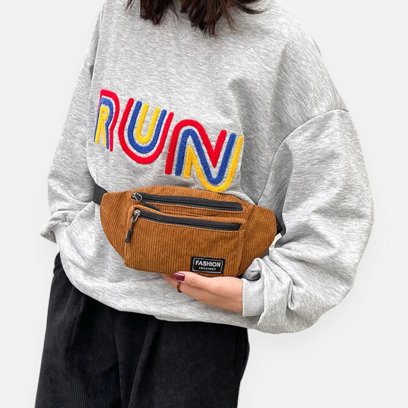 Sac banane velours côtelé rectangulaire Emma