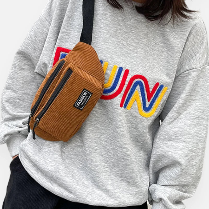 Sac banane velours côtelé rectangulaire Emma