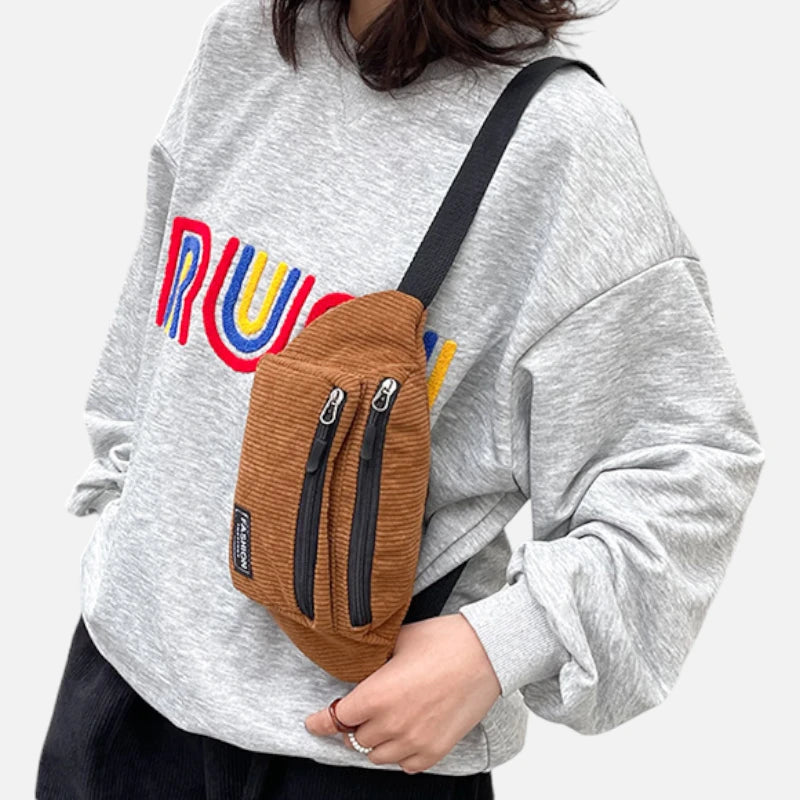 Sac banane velours côtelé rectangulaire Emma