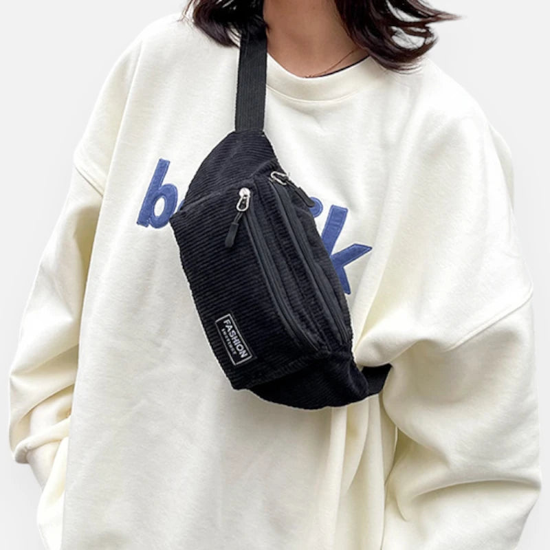 Sac banane velours côtelé rectangulaire Emma