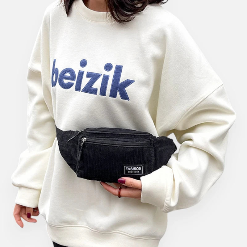 Sac banane velours côtelé rectangulaire Emma