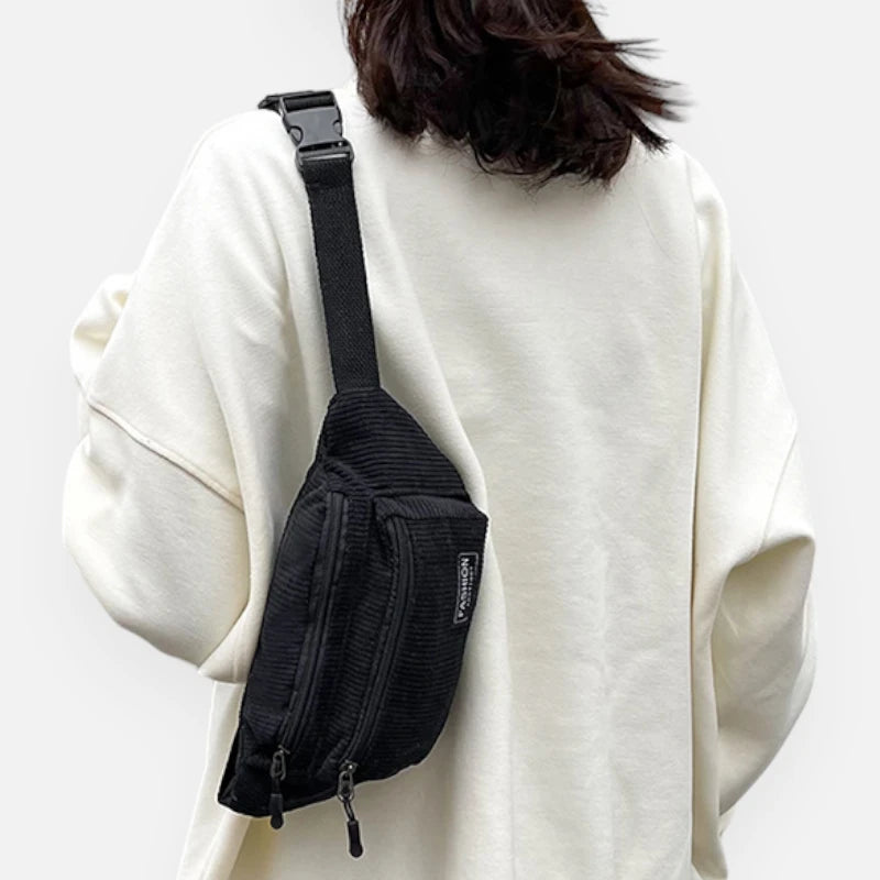 Sac banane velours côtelé rectangulaire Emma