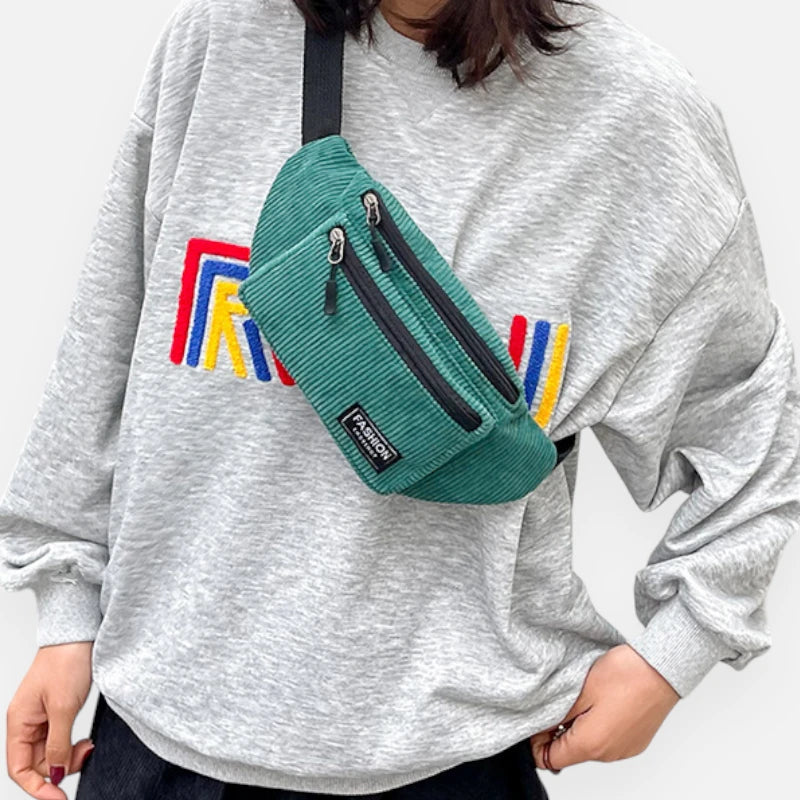 Sac banane velours côtelé rectangulaire Emma