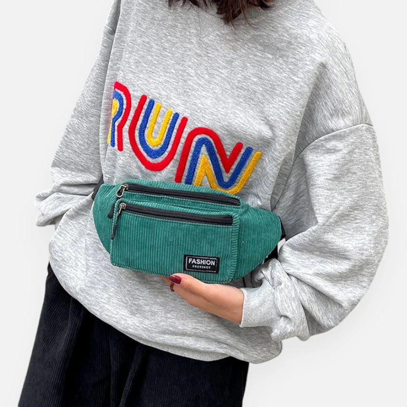 Sac banane velours côtelé rectangulaire Emma