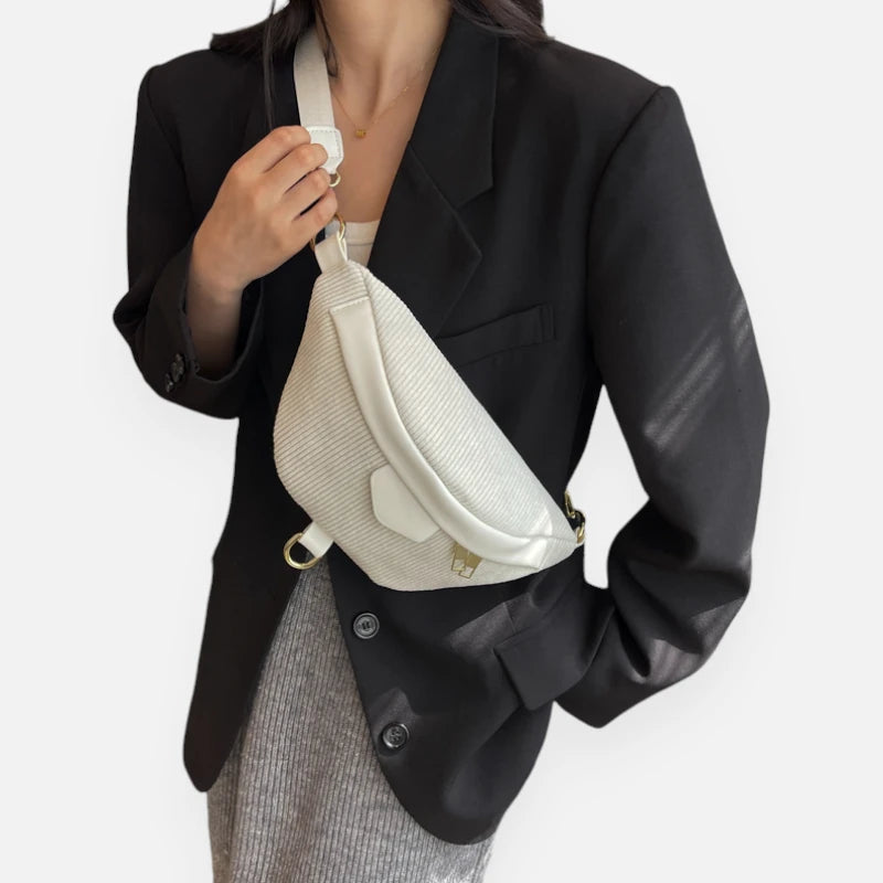 Sac banane velours côtelé chic à bandoulière Hélène