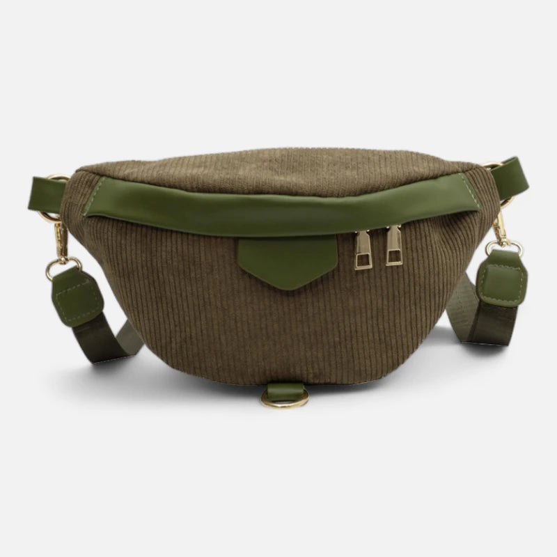 Sac banane velours côtelé chic à bandoulière Hélène