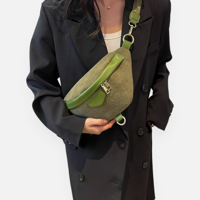 Sac banane velours côtelé chic à bandoulière Hélène