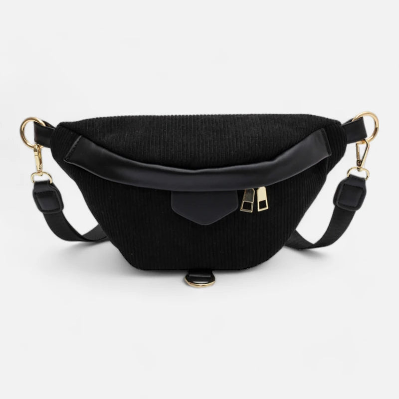 Sac banane velours côtelé chic à bandoulière Hélène