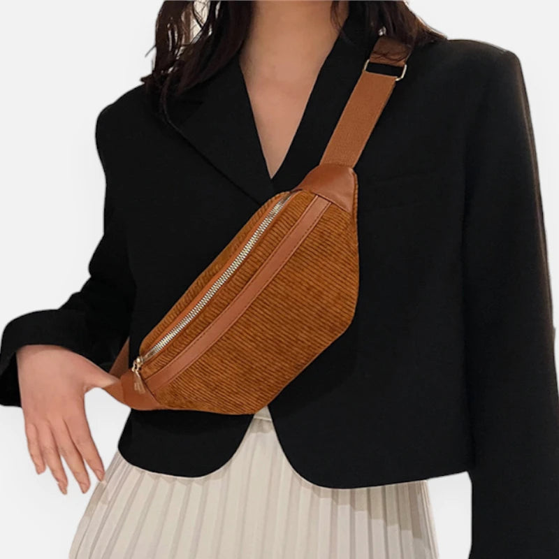 Sac banane velours côtelé chic Viviane