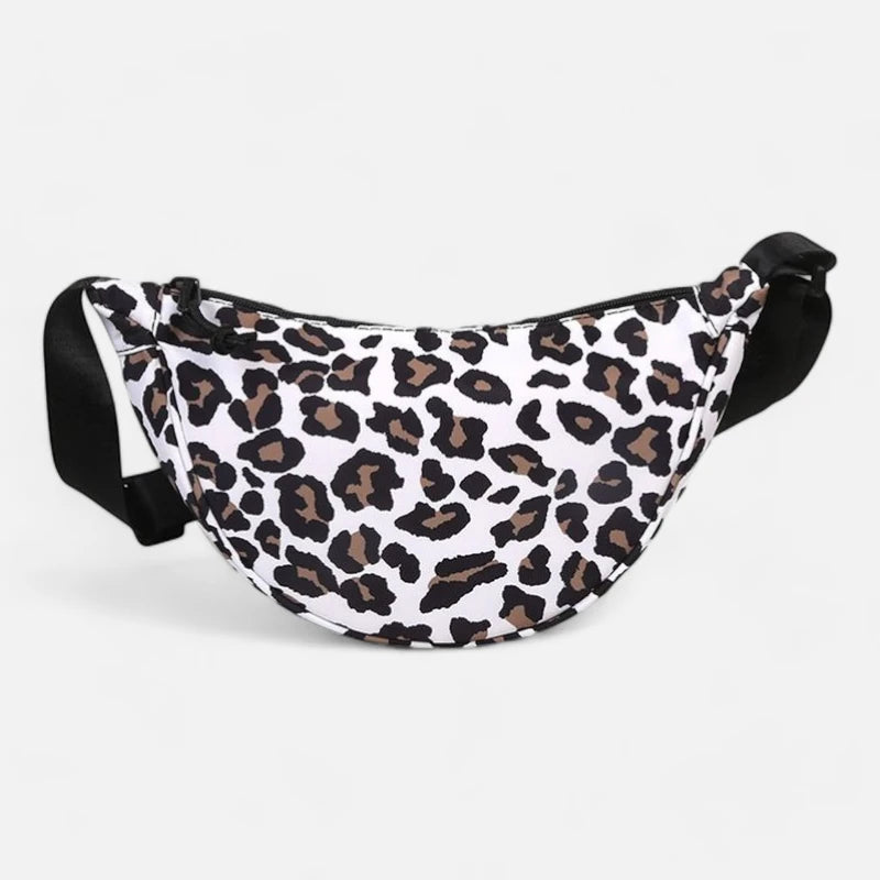 Sac banane demi-lune léopard en tissu Nadia