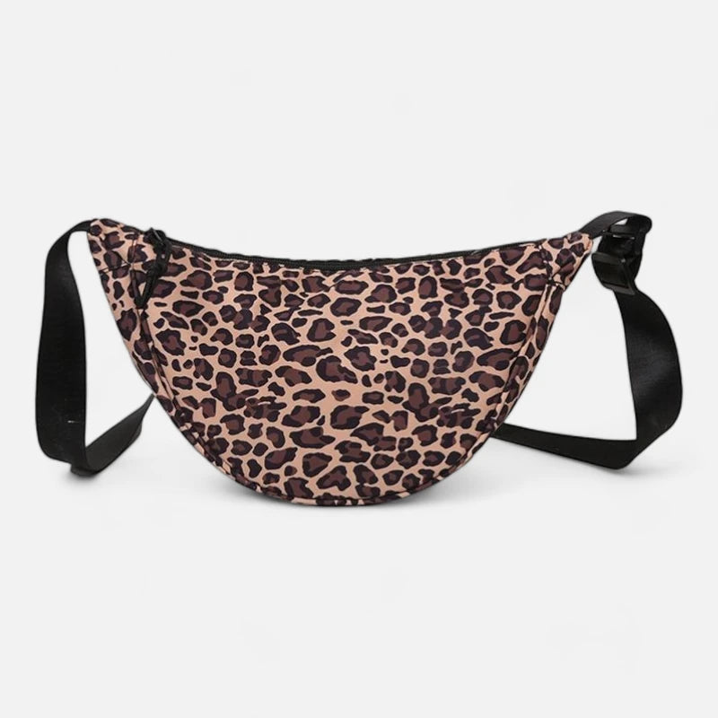 Sac banane demi-lune léopard en tissu Nadia