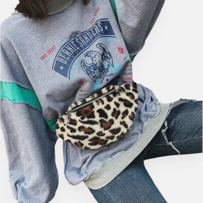 Sac banane léopard en fausse fourrure Amélie