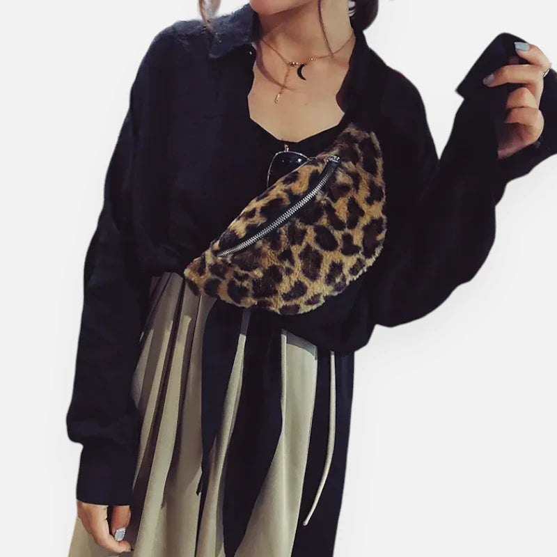 Sac banane léopard en fausse fourrure Amélie