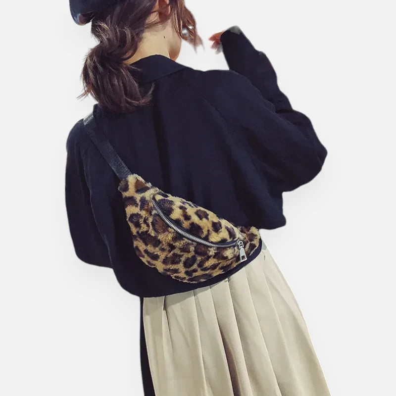 Sac banane léopard en fausse fourrure Amélie