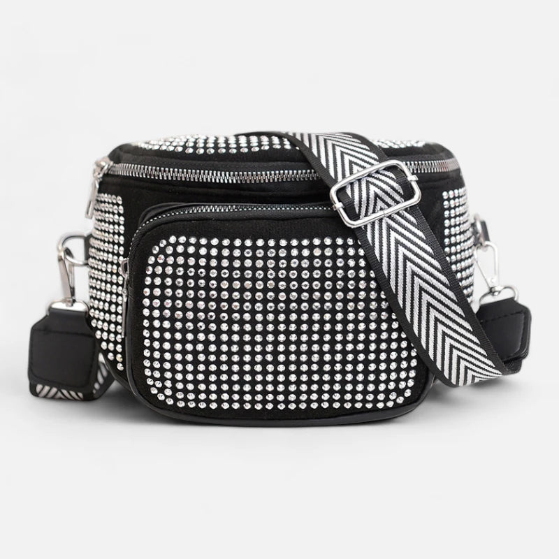 Sac banane cuir chic à bandoulière avec strass Coraline