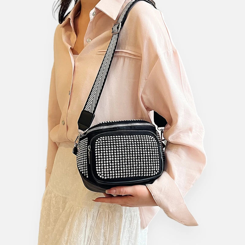 Sac banane cuir chic à bandoulière avec strass Coraline