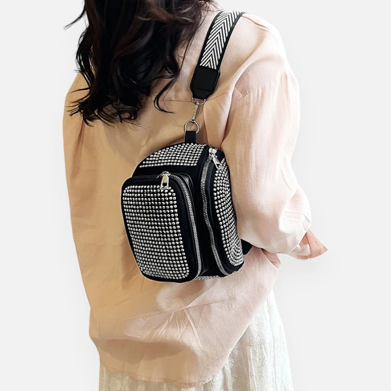 Sac banane cuir chic à bandoulière avec strass Coraline