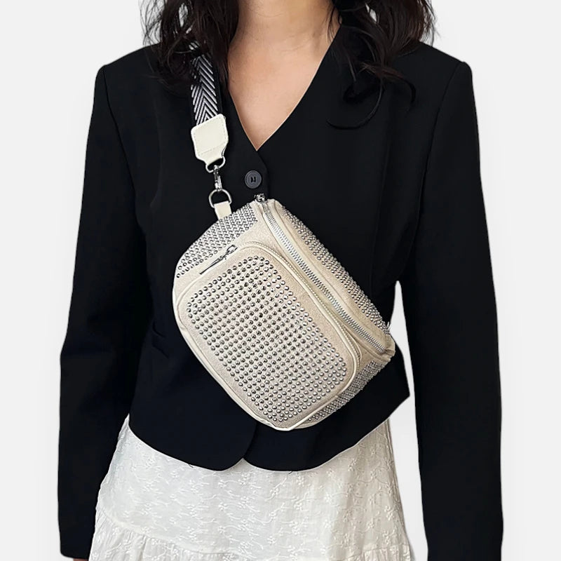 Sac banane cuir chic à bandoulière avec strass Coraline