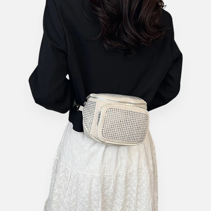 Sac banane cuir chic à bandoulière avec strass Coraline