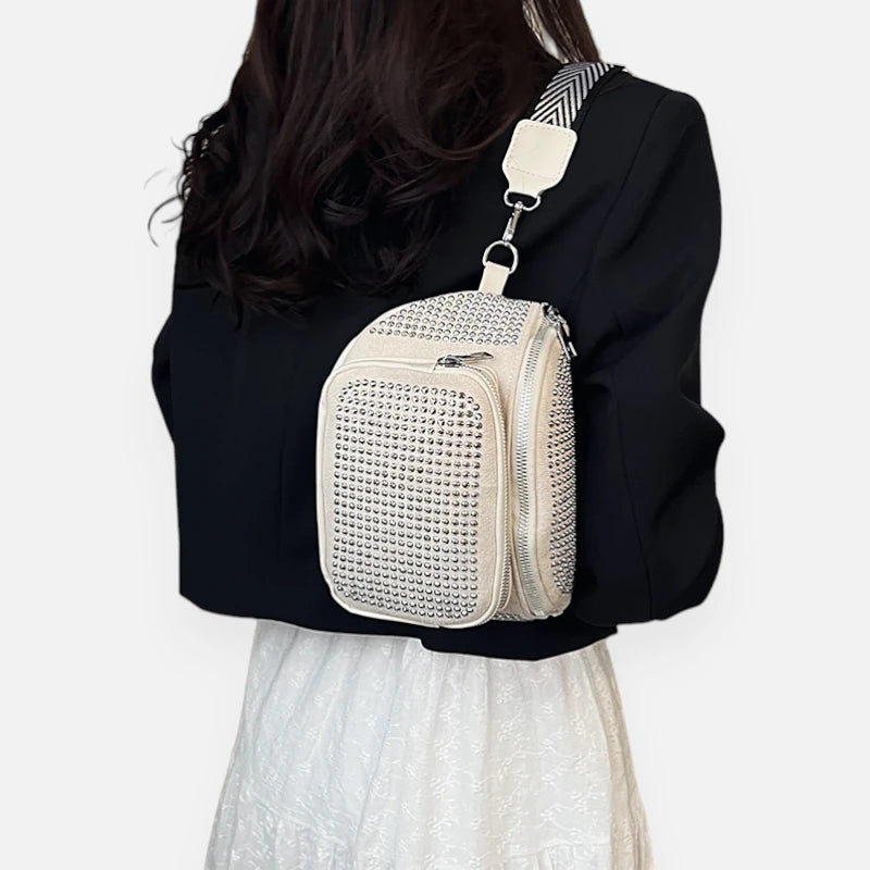 Sac banane cuir chic à bandoulière avec strass Coraline