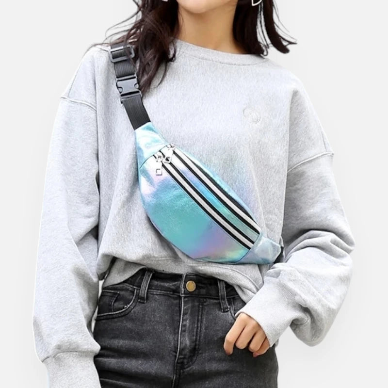 Sac banane holographique en cuir tendance Luna