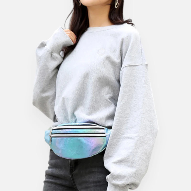 Sac banane holographique en cuir tendance Luna