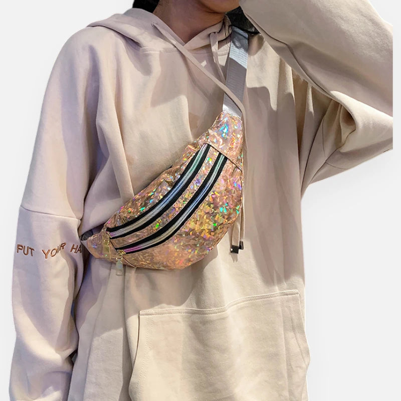 Sac banane brillant holographique tendance Alizée