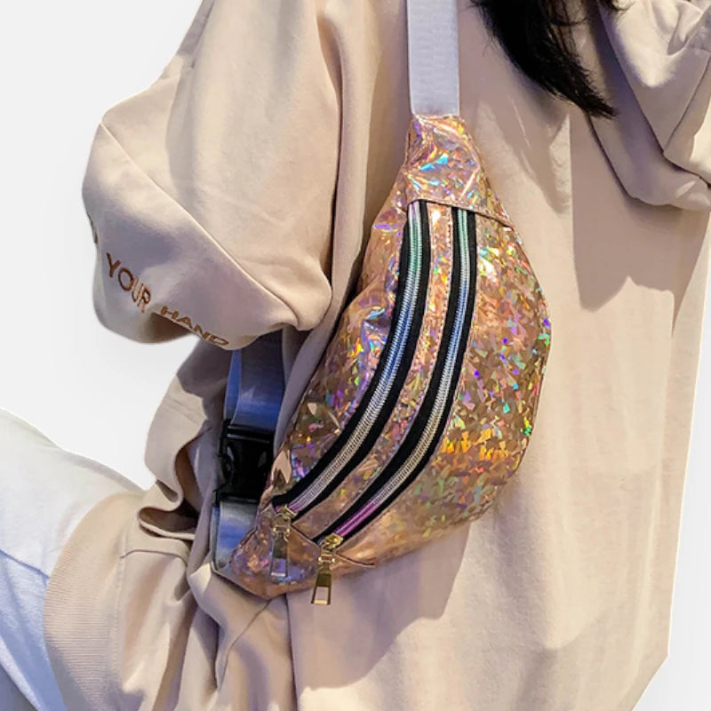 Sac banane brillant holographique tendance Alizée