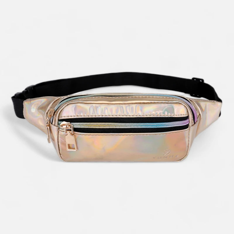 Sac banane holographique rectangulaire en cuir Géraldine