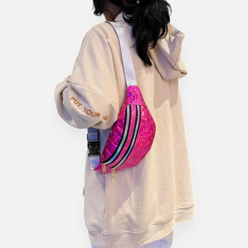 Sac banane brillant holographique tendance Alizée