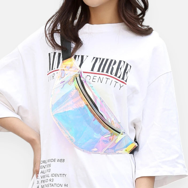 Sac banane holographique transparent tendance Celeste