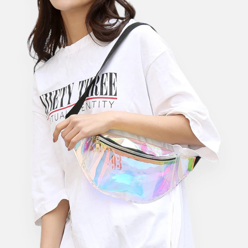 Sac banane holographique transparent tendance Celeste