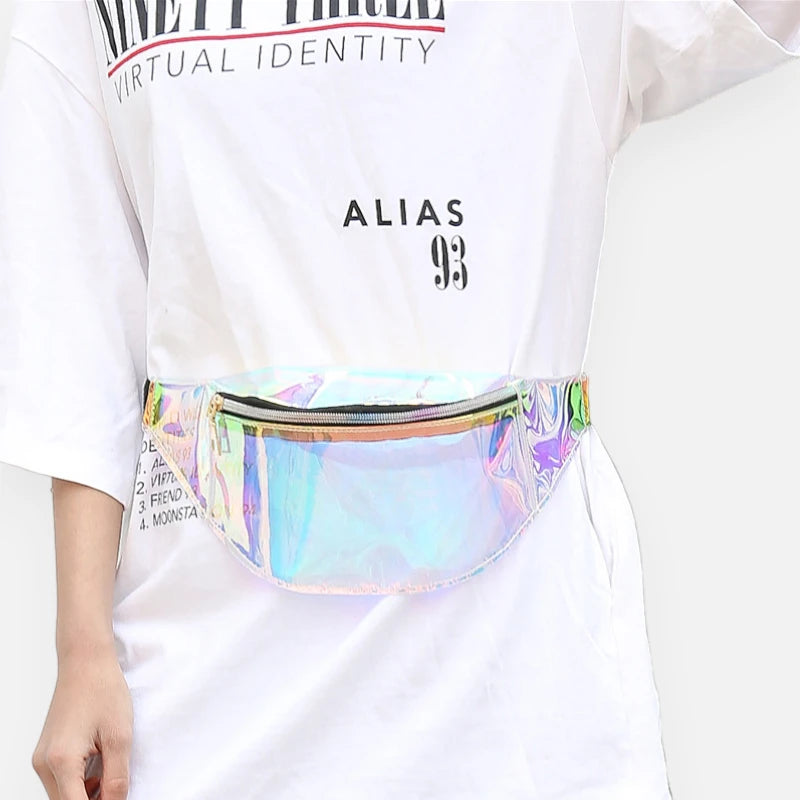 Sac banane holographique transparent tendance Celeste