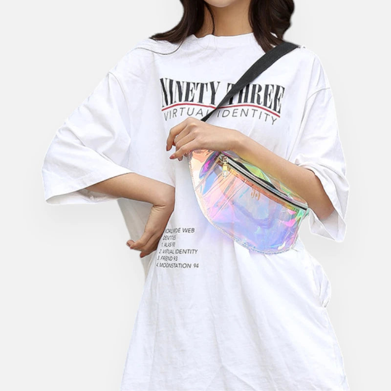 Sac banane holographique transparent tendance Celeste