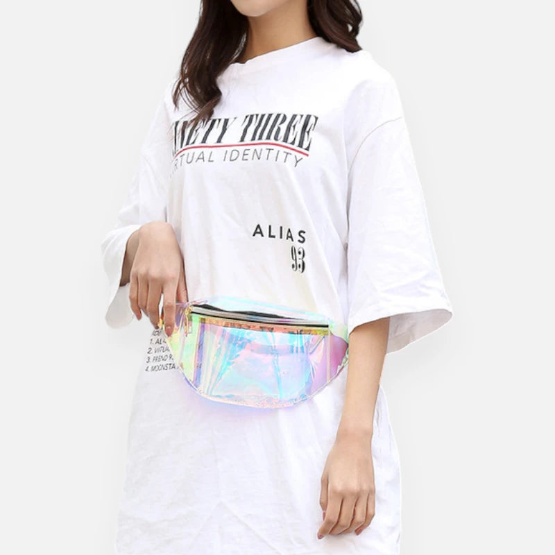 Sac banane holographique transparent tendance Celeste